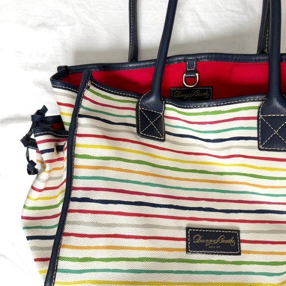 Dooney & Bourke Multi WaterColor Stripes Small Tote Handbag - Picture 2 of 7